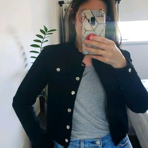 Black Denim Jacket Lace Back
